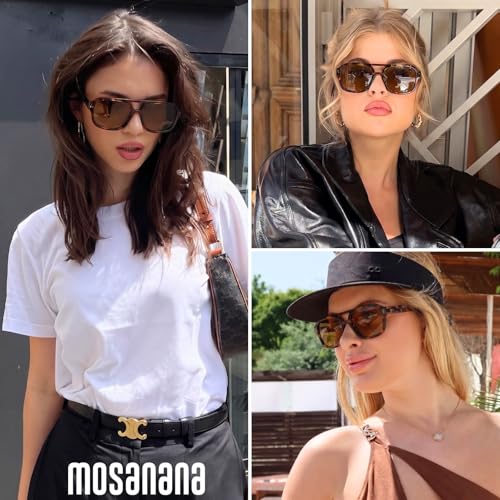 Image of mosanana Small Square Aviator Sunglasses for Women MS52362 | Retro Narrow Frame, UV400 Protection, Designed for Daily Outfits, Travel and Fashion Looks