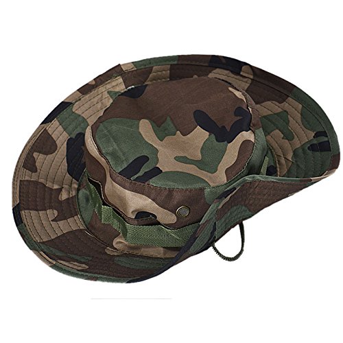 Sombrero de Ancho Brim Hombres Sombrero de Pescador Camuflaje del Ejército para Exteriores Pesca...
