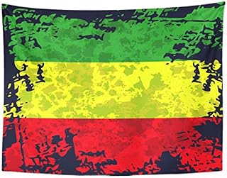 Topyee 50x60 Inch Tapestry Wall Hanging Green Yellow Red Rasta Flag Rastafarianism Colorful