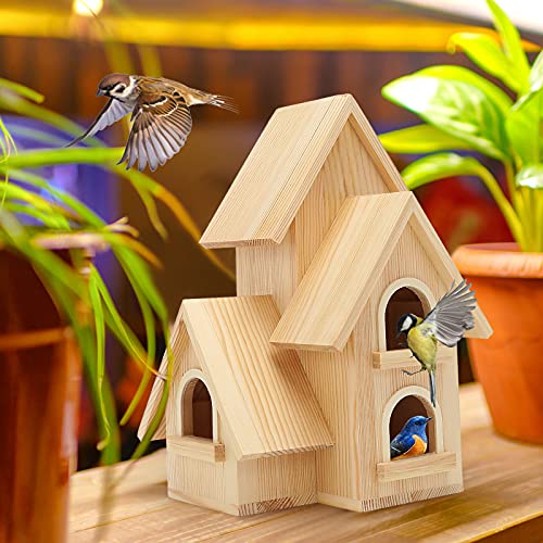 Lyfreen Diy Bird Houses For Outside Pine Wooden Bird House With Hanging Tools For Bluebird Hummingbird Wren Finch Birdhouse Bird Hut Box For Garden #TOP7