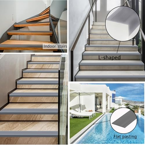 Protector de borde de escalera de vinilo premium, banda autoadhesiva de alta resistencia 5