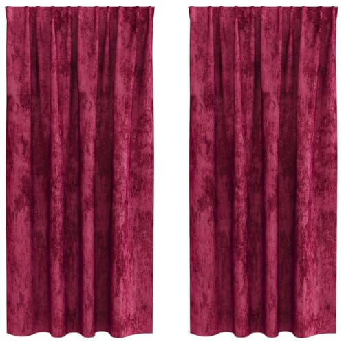 vidaXL Cortinas de Terciopelo en Color Rojo Vino, 2 Piezas con Ojales, tamaño 175 x 140 cm Interior, Son Ideales para brindar privacidad y filtrar la luz. Este Set de Cortinas Opa