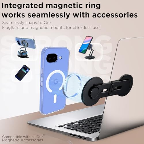Image of RIGGEAR Shockproof Clear Hybrid Armor Magnetic Back Cover Case Compatible with MagSafe Accessories for Google Pixel 10a (Transparent PC and TPU Bumper)