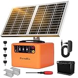 48 KM Pastor Electrico Solar, 0,3 J-1,5 J, 6 KV-12 KV Cerca Eléctrica Controlador con Panel Solar de 15 W, con Batería de Plomo-ácido Integrada de 12 V y 7 Ah, Apto para Ganado Vacuno y Ovino, Granjas