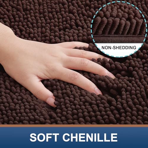Smiry Luxury Chenille Round 24x24, Extra Soft and Absorbent Shaggy Bathroom Mat Rugs, Machine Washable, Non-Slip Plush Carpet for Tub, Shower, and Bath Room, Brown