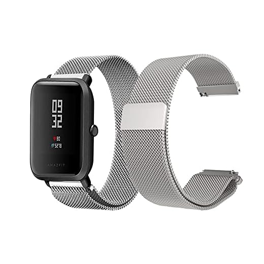 Correa para amazfit bip - Correa para amazfit GTS - Correa de Metal 20mm con Cierre imantado - Correa para amazfit GTR2/GTS2 de Acero Inoxidable - Correa de Metal Compatible amazfit bip s/bip u