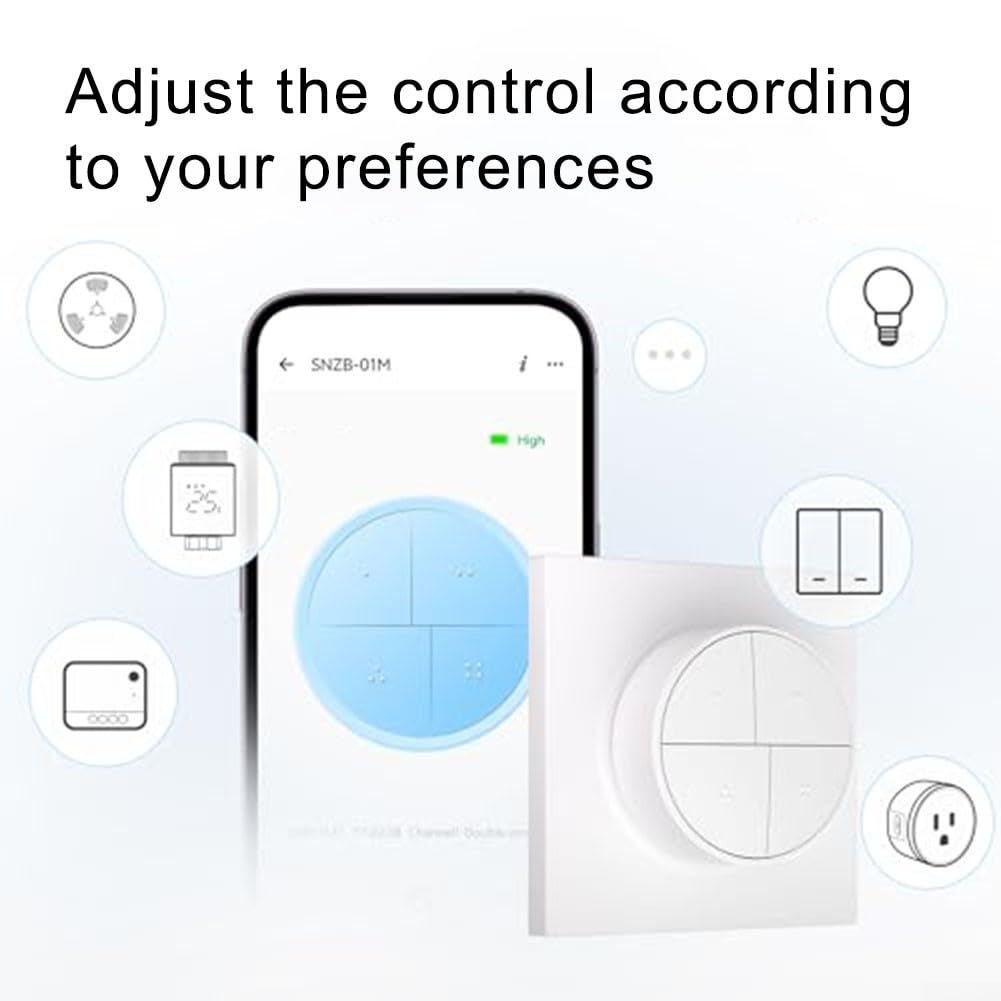 SNZB-01M - Interruptor inalámbrico 4 en 1 para Smart Scene Button con base magnética para automatización del hogar, 16 escenas por presión de encendido/doble/triple/larga, compatible con 2MQTT y para,