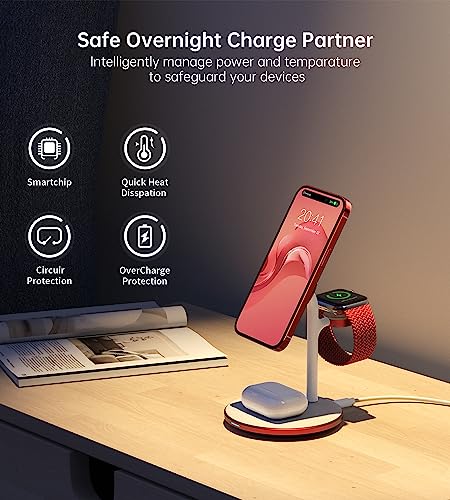 Image of XooFly 3 in 1 Magnetic Wireless Charging Station for Apple Devices,15W