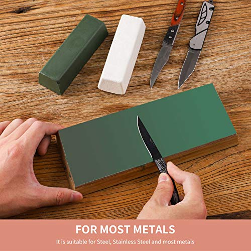 Angerstone Polishing Compound Set- Green White Buffing Compound(2-Pack, Total 10 Oz)- Leather Strop & Sharpening Stropping Compound Bar #TOP4