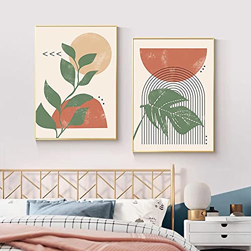 Toile Peinture Bohème Terre Cuite 50x70cm, Affiche Murale Salon Moderne