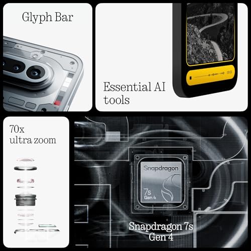 Nothing Phone (4a) - 50 MP Triple-Kamera, bis 70x Ultra-Zoom, Transparentes Smartphone, Langer Akku, 50W Schnellladen, 120Hz AMOLED, Glyph Bar, 8GB+256GB - Schwarz