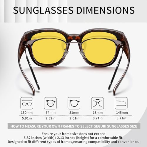 Image of GEGURI Polarized Sunglasses Fit Over Glasses for Men Women, Oversized Square Sun Glasses UV400 Protection Shades