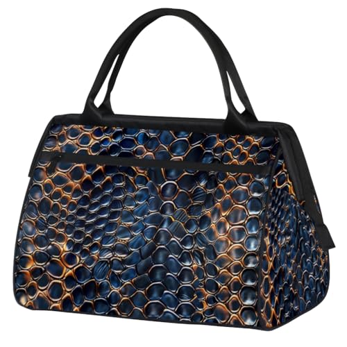 Snake Skin Cool Small Overnight Weekender Tote Bag for Women Men Foldable Travel Duffel Bags Lightweight Sports Gym Bag Waterproof Carry On Luggage Weekender Bag for Traveling Gifts