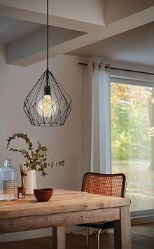 EGLO Lighting 49257A One Light Pendant, Black