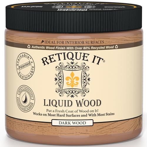 Retique It New and Improved Formula Liquid Wood Coatings - Stainable Primer - Paint It Then Stain it (Dark Wood, Medium)