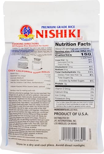 Image of Nishiki Premium Rice Musenmai Premium Medium Grain White Rice, 2 Pound (Pack of 12)