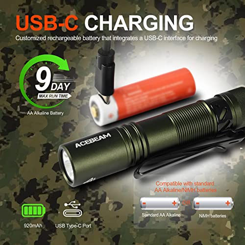 Acebeam POKELIT AA-P Aa Rechargeable Mini Flashlight With Clip, 550 High Lumens Pocket Edc thumb #5