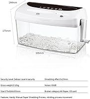 Vista 6 de HXQHXQ 4L Handy Hand-held Shredder Office Desktop Mini Shredder Removable A4 Paper Shredder Card Shredder Disc