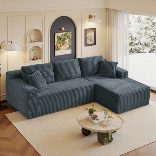 Image of 96 inch Sectional Couches for Living Room Cloud Couch Sofa with L-Shape Upholstered Boneless Couchs Modern Modular Sectional Couch with Chaise (Dark Grey, 95 inch W+Right Facing Chaise+2Seaters)