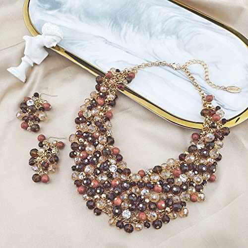 Bocar Fashion Crystal Chunky Collar Statement Necklace Earring Set for Women Gift (NK-10260)4