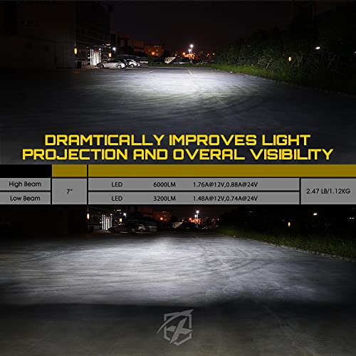 Image of Xprite 7 inch LED Halo Headlights Compatible with 97-18 Jeep Wrangler JK, Black | Aluminum Housing, PC Lens, DOT Approved, High /Low Sealed Beam, IP67 Waterproof, Plug N Play