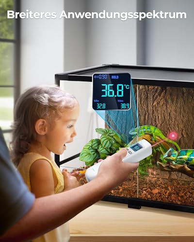 ERICKHILL Infrarot-Thermometer -50℃-550℃, mit faltbarem -50-260℃ Fleischfühler, großer LCD-Digitalanzeige, einstellbarem Emissionsgrad 0,1–1,00 – geeignet zum Kochen/Grillen/Einfrieren, AAA-Batterie