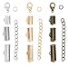 Mandala Crafts Ribbon Clamps for Jewelry Making End Crimps - Fold Over Pinch Crimp Ends Ribbon Clasps for Bookmark Pinch Bracelet Choker Necklace 740 PCs 10 16 20mm Four Assorted Colors