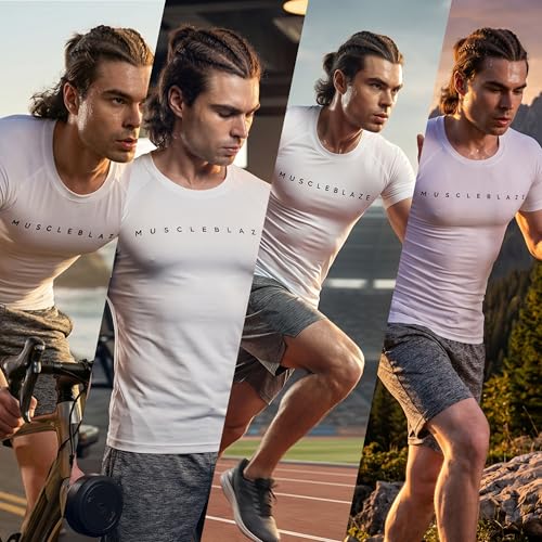 Image of MuscleBlaze Half Sleeve Compression T-Shirts for Men