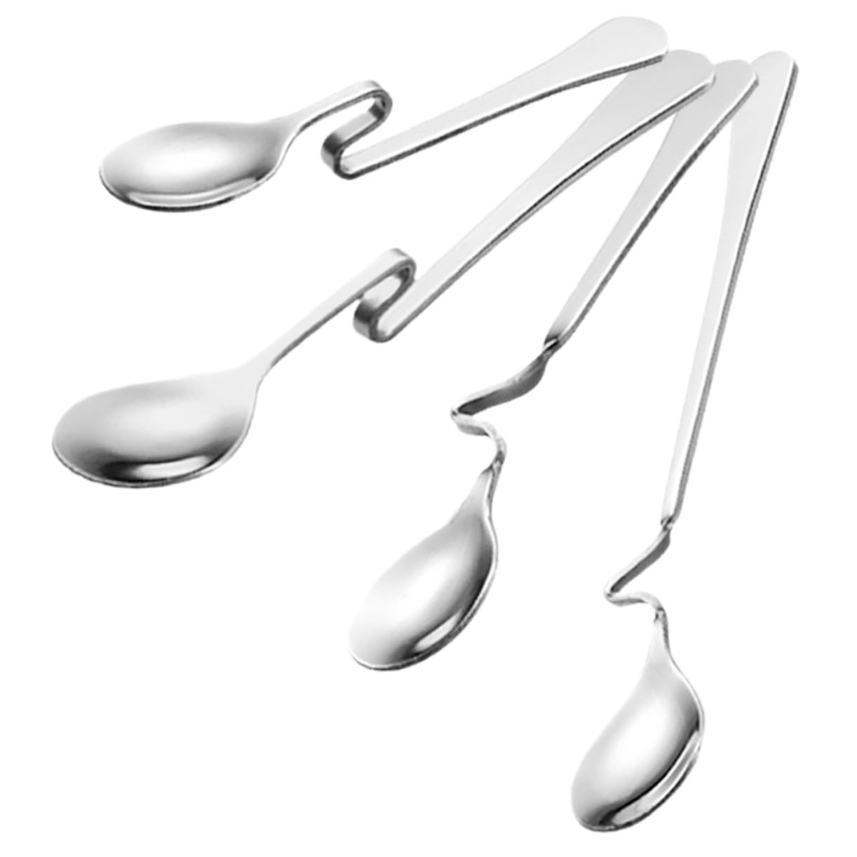 4 piezas Cucharas de Café de Acero Inoxidable con Mango y Diseño Curvo para Mezclar Postres y Bebidas Cucharillas Prácticas para Café Yogur y Dulces Hogar y Fiestas