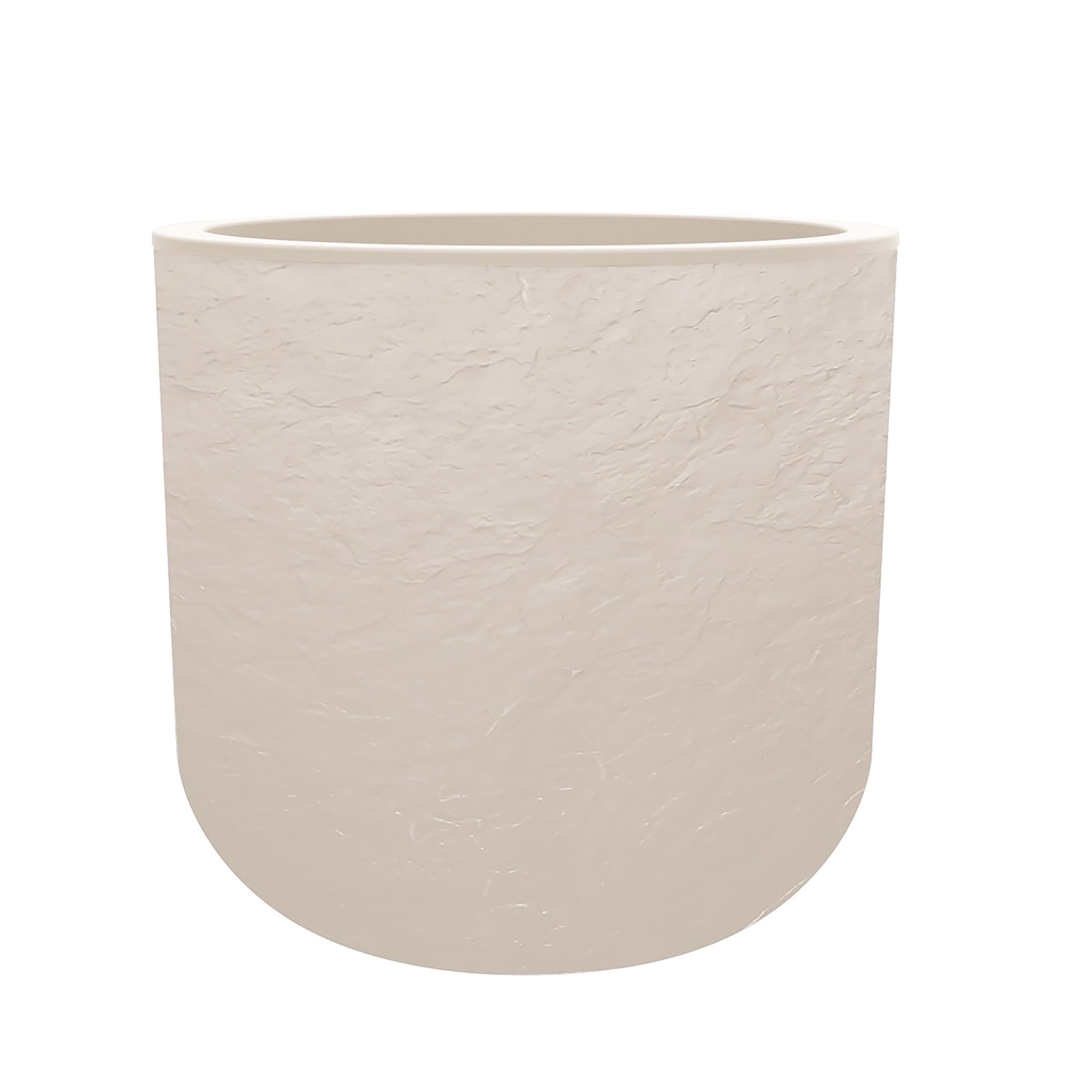 Pot rond 40 cm EDA Volcania'Up beige calcaire bac à fleurs de 32,5 L