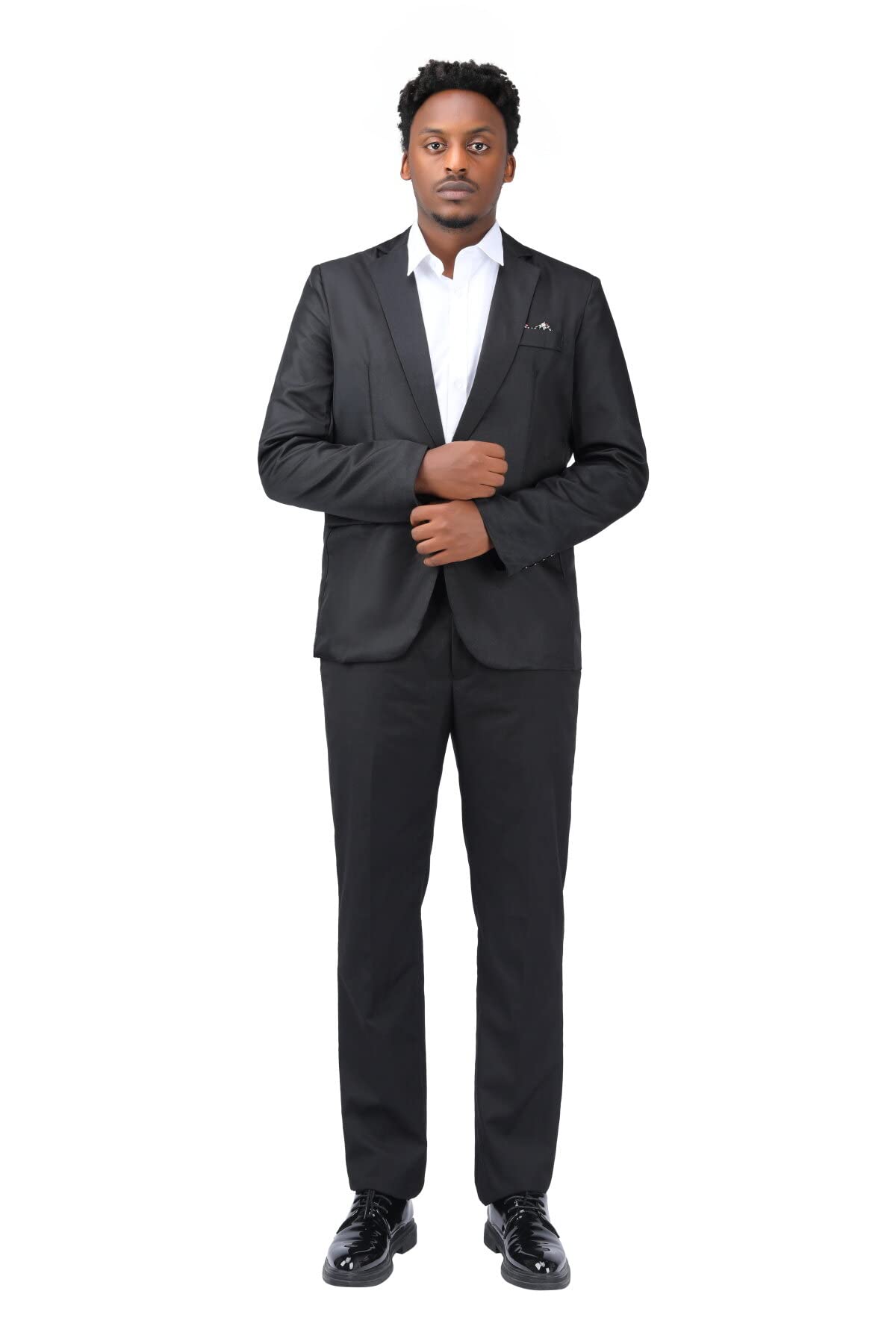 YOUTHUP Blazer Homme Un Bouton à Couleur Unie Slim Fit Décoré Foulard à Bon Marché Veste de Business Elégant