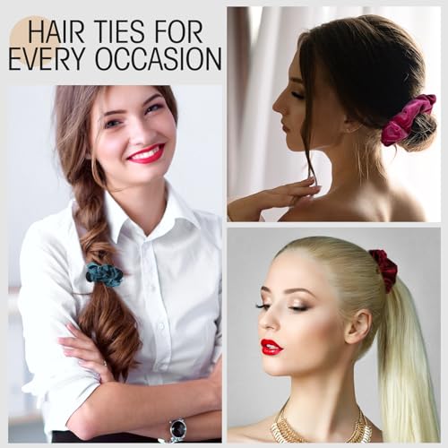 Image of Tatuo 24 Pieces Hair Scrunchies for Girls,Vintage Colors,Velvet