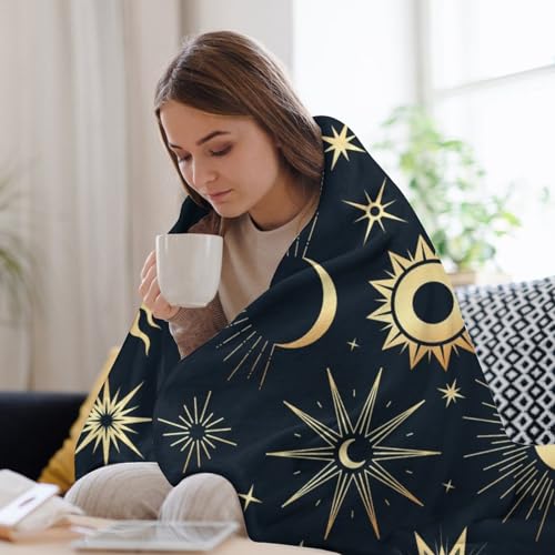 Couverture polaire étoiles lune 100x130 cm pour lit et canapé - 8