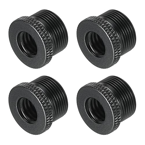 PATIKIL Mic Stand Adapter 3/8 Female x 5/8 Male Aluminum Alloy Thread Screw Adapter for Camera Stand Black 4 Pack
