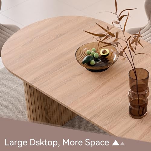 Lecafur HL 70.8" Oval Dining Table for 4 6 Person, Modern Farmhouse Kitchen Dinner Table for Breakfast Dining Receiption Room (Only Table), Natural - Thumbnail 7