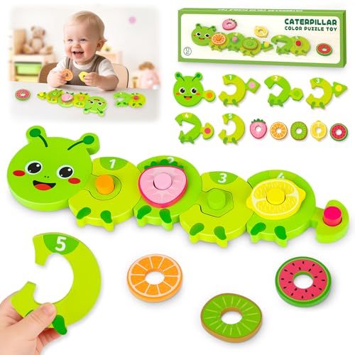 Montessori Wooden Toys for 1-2 Year Olds: Toddler Toys Gifts for 1-3 Year Old Girls 1st Birthday Baby Presents for Boys Educational Preschool Puzzles for Kids Colour Sorting Sensory Toy 12-18 Months