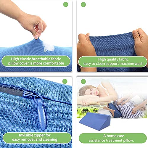 Lucid Fanwer Bed Wedge Pillow For Sleeping Body Position Wedges Back Positioning Elevation Pillows Blue Pray Case Pregnancy Bedroom Eevated Body Alignment Ankle Support Pillow Leg Bolster thumb #4