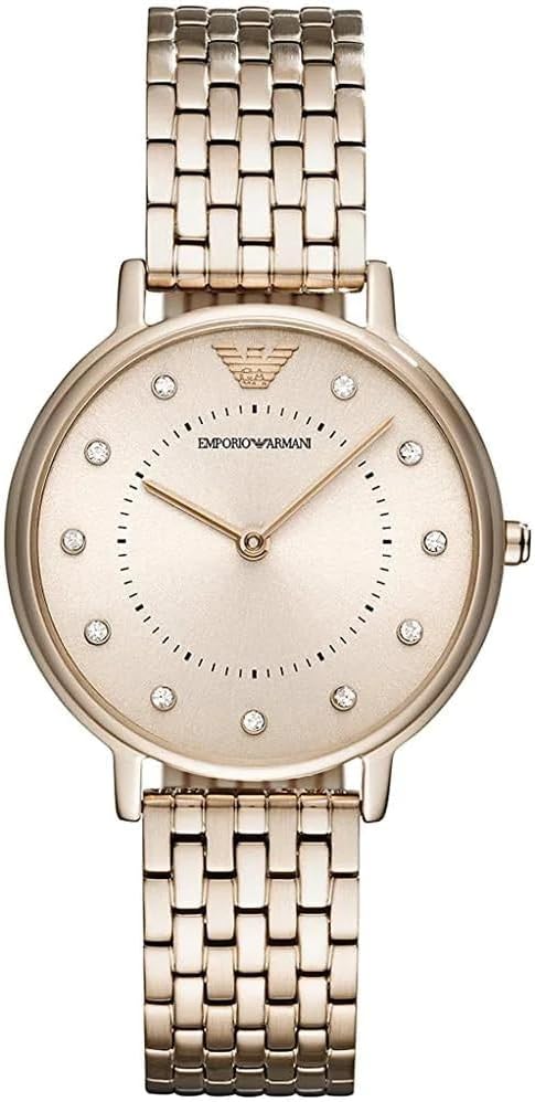 Fossil Ring Montre Femme – Quartz 2 Aiguilles, Boîtier 15 Mm Acier Noir, Bracelet Doré – Étanchéité 100 M