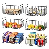 SUFAUY 6pcs Under Shelf Storage Basket, Under Cabinet Wire Basket Holds up to 22lbs for Kitchen Pantry Organizer, Black