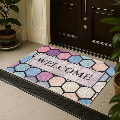 Image of HomeStrap Welcome Door Mat for Home Entrance | Anti Slip Rubber Floor Mat for Home & Office Door | Multicolour