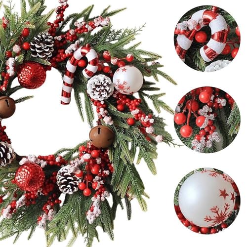 Corona artificial de Navidad e invierno con acabado realista premium 8