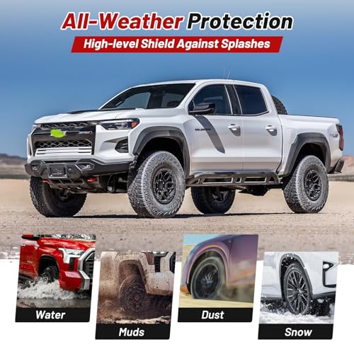 Image of Sunsdrew Mud Flaps for 2023-2026 Chevrolet Colorado WT /CUSTOM /LT /Z71, 4PCS All Weather No-Drill Splash Guards Chevy Colorado Accessories(NOT for ZR2 /Trail Boss /GMC Canyon /Models with Fender Flares)