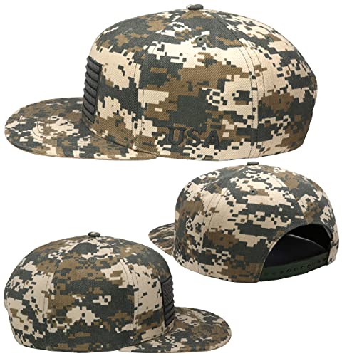 Image of Antourage American Flag Unisex Baseball Hat for Men and Women | USA Flag Mesh Snapback Flat Visor Cap + 2 Patriotic Patches