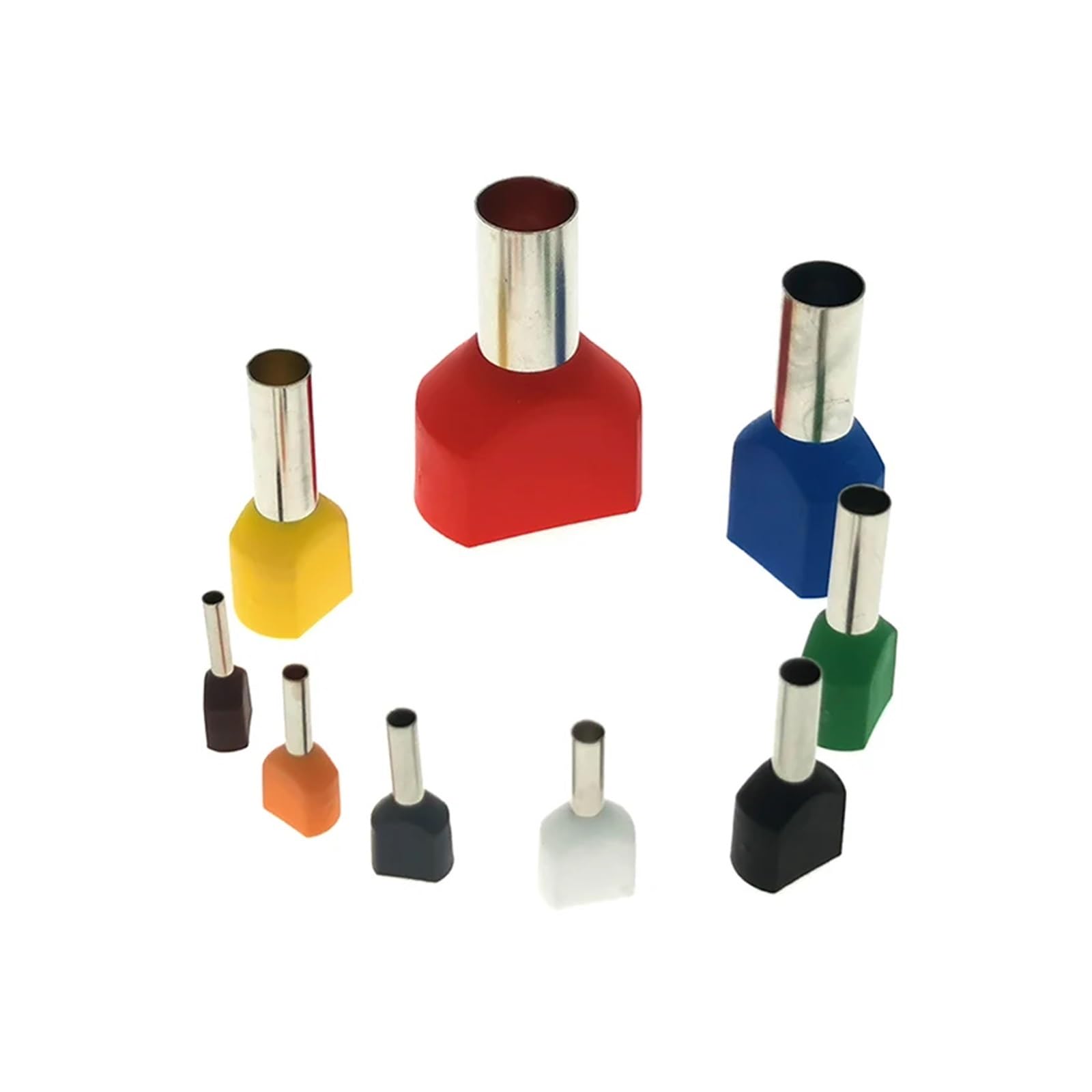 1590 piezas de terminales de cable aislados de doble tubo de alambre, terminales de crimpado TE0508-7512, casquillos de cobre for cable de doble terminal de 0,5-0,75 mm²