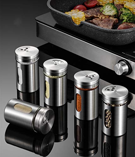 Lawei 16er-set Gewürzgläser-Set Silber 90ml Edelstahl Vorratsgläser Gewürzdosen mit Sichtfenster, Gewürz-Organizer 304… - Image 8