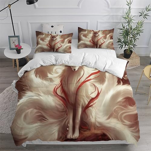 Parure de lit 3D avec taies 100% coton Le Renard Blanc Super King - 6