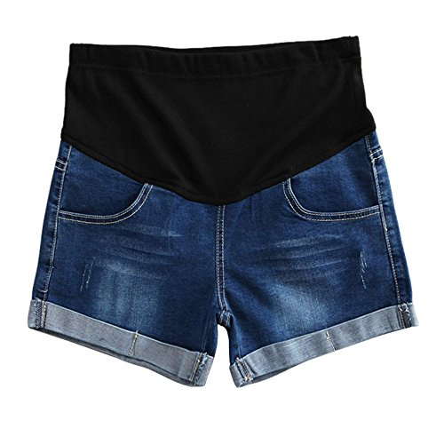 Yying Pantalones Cortos De Los Pantalones Cortos De Maternidad De Las Mujeres Casuales con Los Pantalones Cortos De Los Pantalones Vaqueros del Vientre De La Previsión Azul Oscuro XL