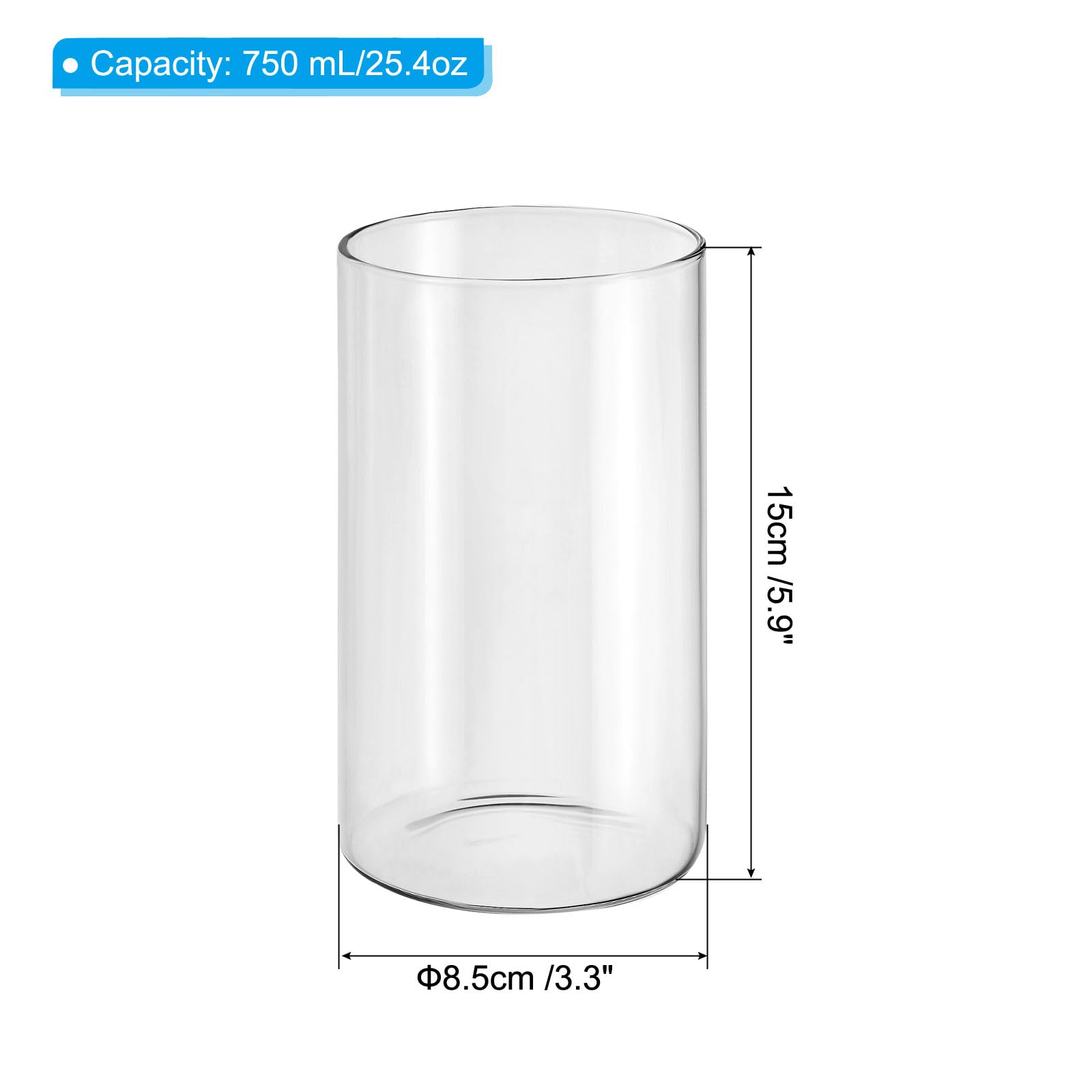 PATIKIL Clear Glass Cylinder Vase, 5.9" Tall and 3.3" Dia, 750ml, Tabletop Flowers Vase, Floating Candle Holder, Wedding Centerpieces - Image 2