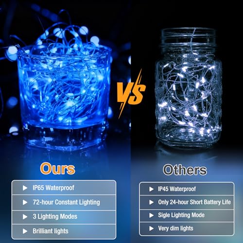 Image of 6 Pack Fairy Lights Battery Operated - 7ft 20 Led Twinkle Lights 3 Modes, Bulk Mini String Lights Waterproof for Mason Jars Vases DIY Party Wedding Decoration Christmas -Blue