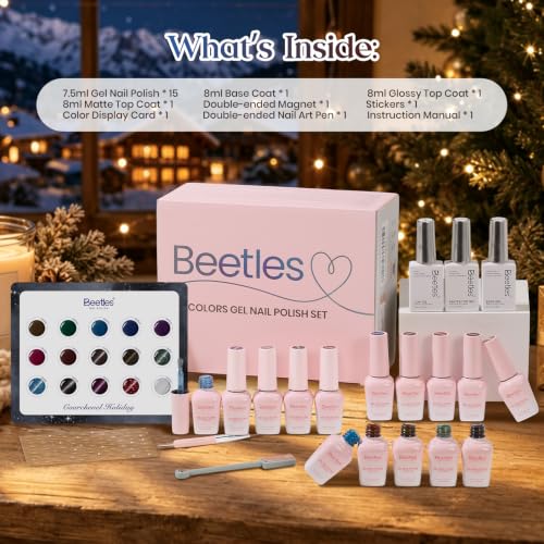 Image of Beetles Gel Nail Polish Set with Cat Eye Colors, Brown Burgundy Green Blue